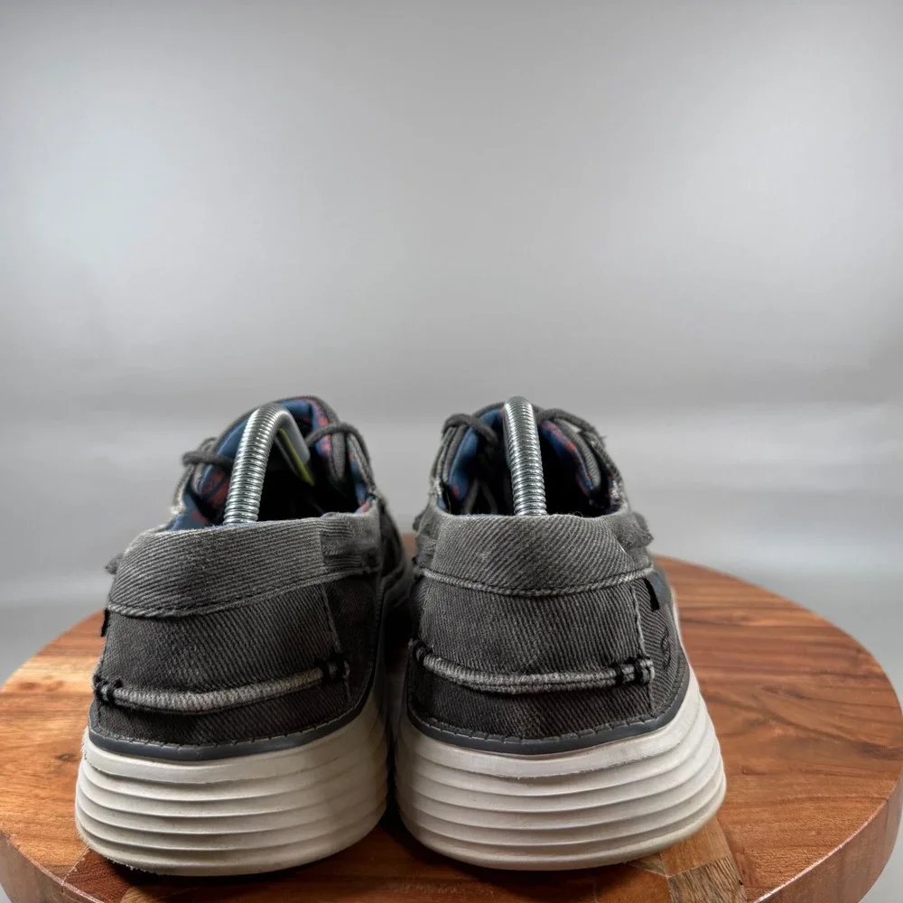 Skechers Mens Classic Fit 65908 Black Canvas Boat Shoes Size 10 Air Cooled MF